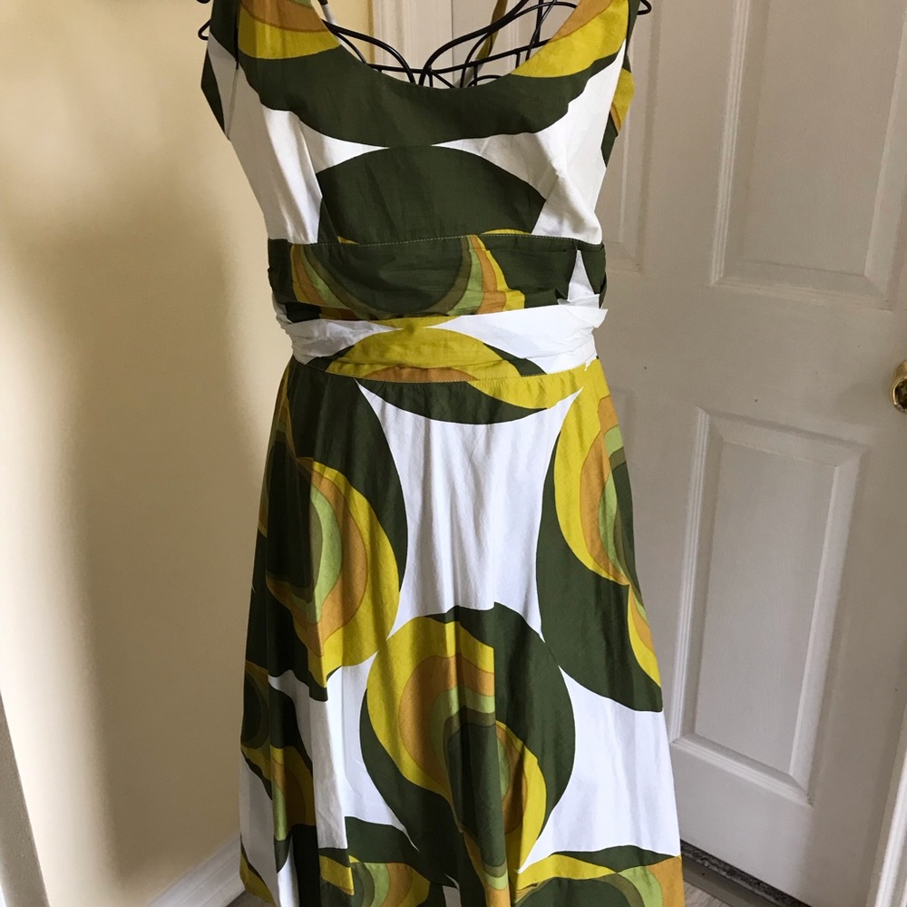 Totem Dress by Brazilian Designer Cotton Lined Geometric Back Zipper Size 3 - Picture 2 of 11